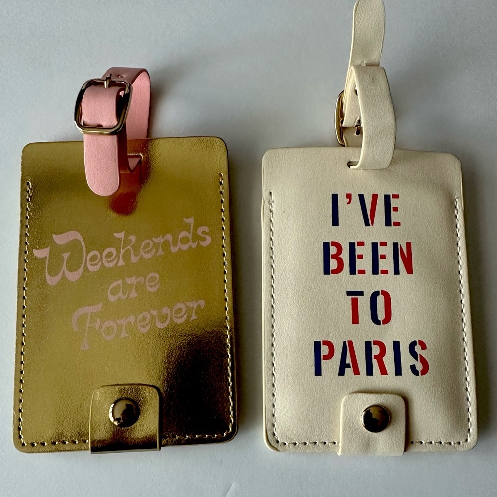 Pair of Two Luggage Vacation Tags by Shop Bando Paris Weekend NWOT